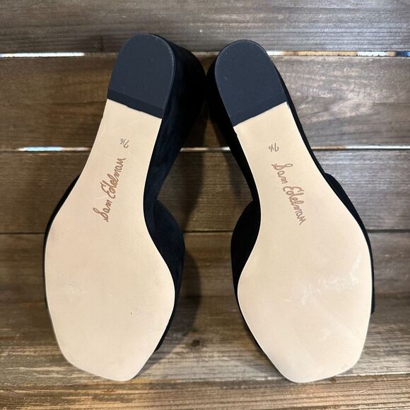 New NIB‎ Womens Sam Edelman Merrick Black Suede Wedge Heeled Sandals Size 7.5 M - Picture 5 of 6